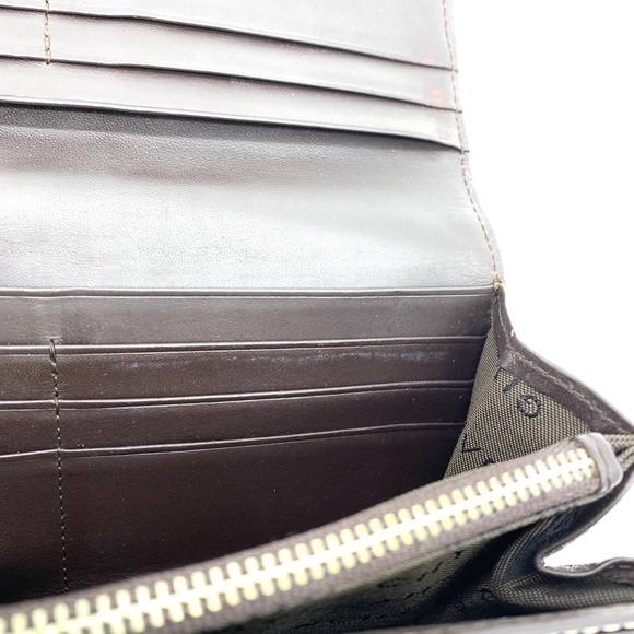 Givenchy Green Brown Fabric Leather Long Wallet - Picture 10 of 12